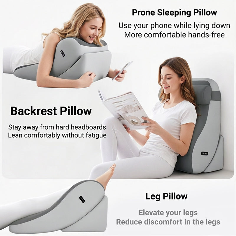 Large Memory Foam Reading Pillow – Adjustable Bed Backrest for Gaming, TV & Work
