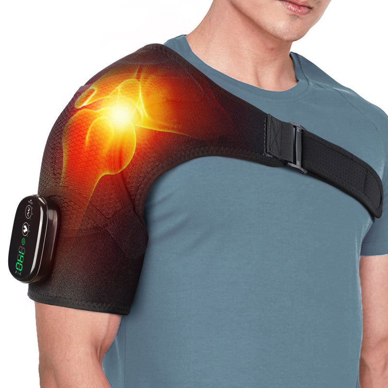 Heated Shoulder Massager Belt – Vibration & Heat Therapy with Touchscreen Control