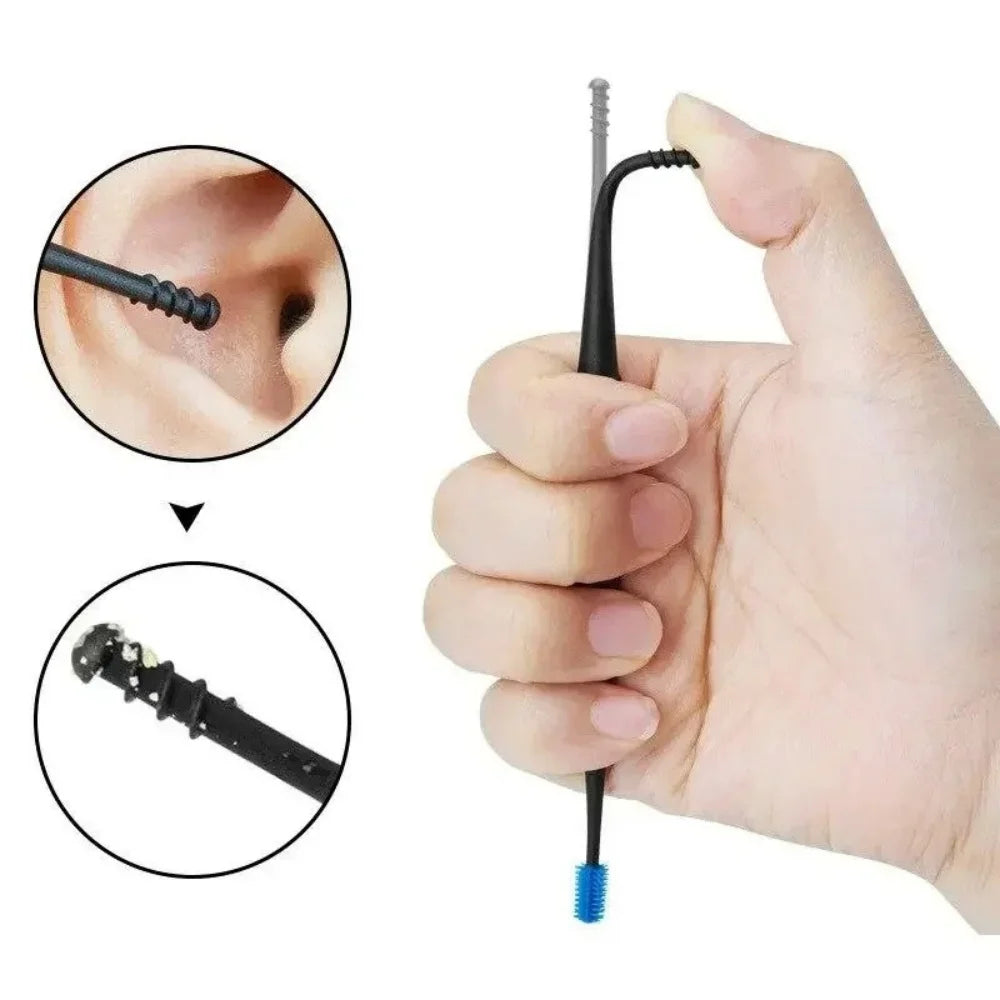 Silicone Ear Wax Remover Double Head Spiral Ear Pick Ear Cleaner Tool Reusable Safe Soft Ear Spoon For Adult Family Travel Use