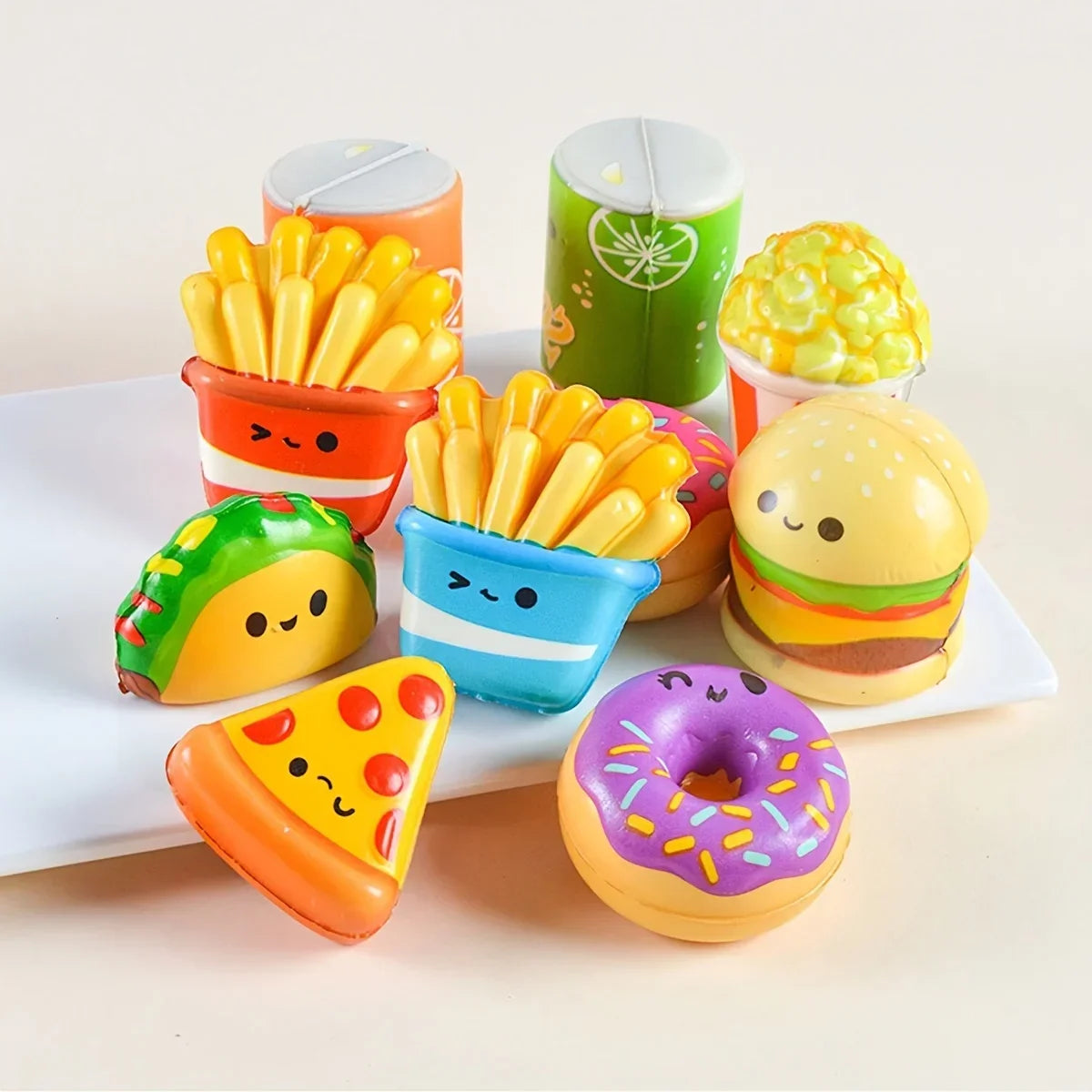 10pcs Mini Squeeze Toys, School and Birthday Gift Pack with Various Food &Fries Slow-Rising Squishy Toys,Random Styles Christmas