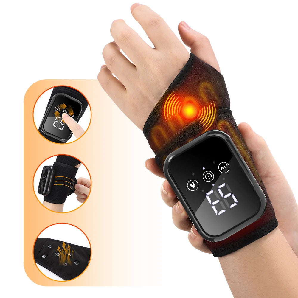 Electric Heating Wrist Guard Vibration Massage Hot Compress Wrist Brace Ankle Wrap Hand Foot Protector Rechargeable Wristband