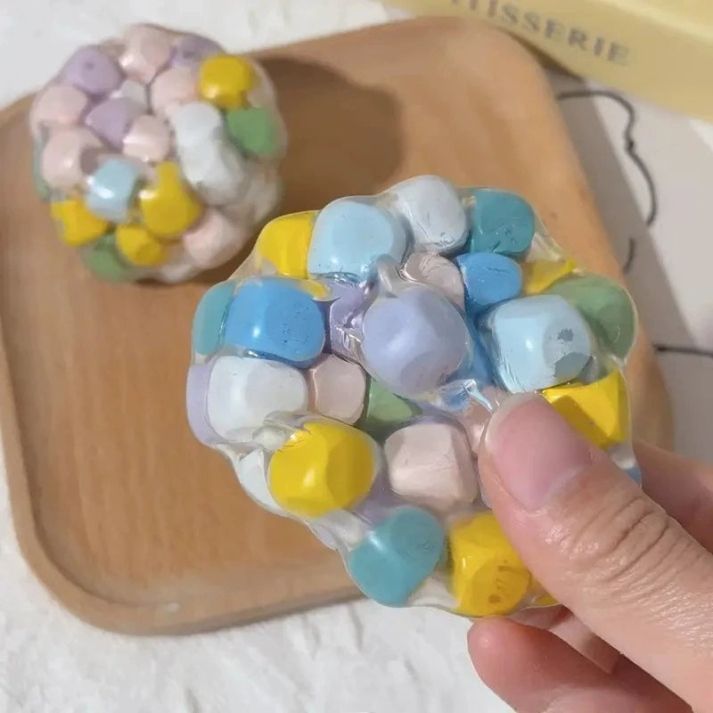 Handmade Wooden Noisy Ball Squishy Adult Toy Creative Stress Relief Fidget Squeeze Ball Decompression Toy for Anxiety Relaxation
