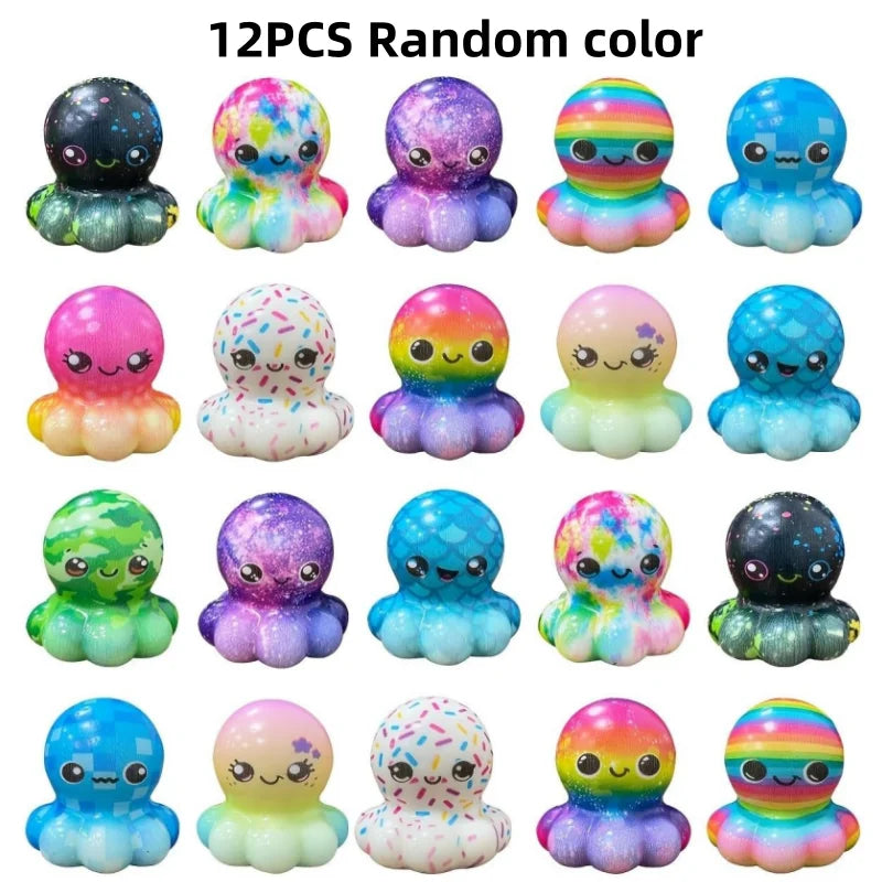 6/12PCS Octopus Slow Squishy Toys Soft Stress Relief Fidgets Toys for Kids Party Favors Classroom Rewards Easter Basket Stuffers