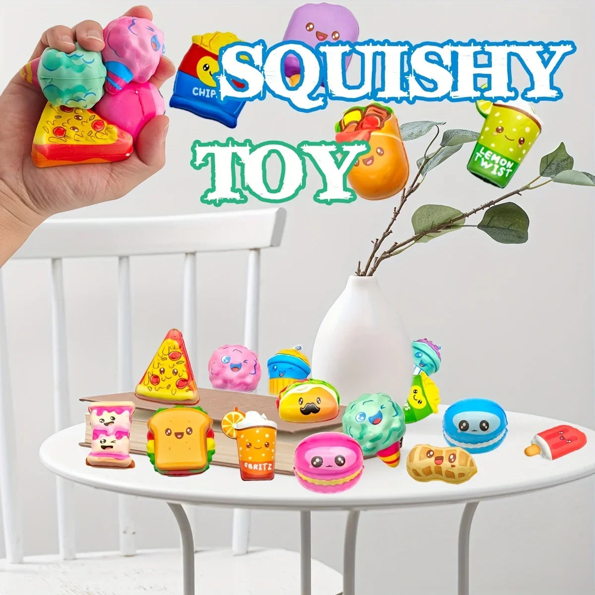 10pcs Mini Squeeze Toys, School and Birthday Gift Pack with Various Food &Fries Slow-Rising Squishy Toys,Random Styles Christmas