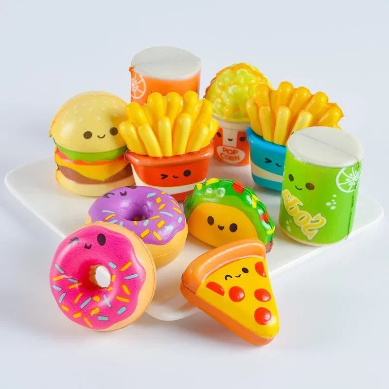 10pcs Mini Squeeze Toys, School and Birthday Gift Pack with Various Food &Fries Slow-Rising Squishy Toys,Random Styles Christmas