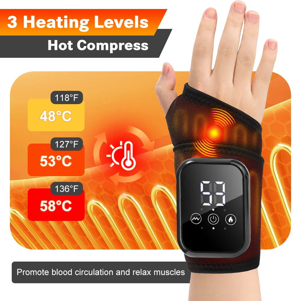 Electric Heating Wrist Guard Vibration Massage Hot Compress Wrist Brace Ankle Wrap Hand Foot Protector Rechargeable Wristband