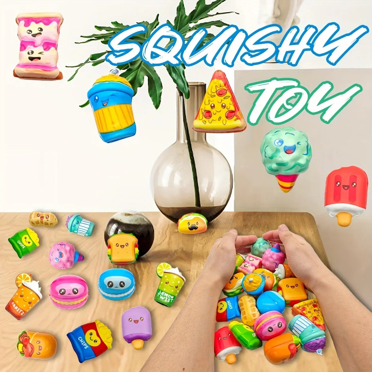 10pcs Mini Squeeze Toys, School and Birthday Gift Pack with Various Food &Fries Slow-Rising Squishy Toys,Random Styles Christmas