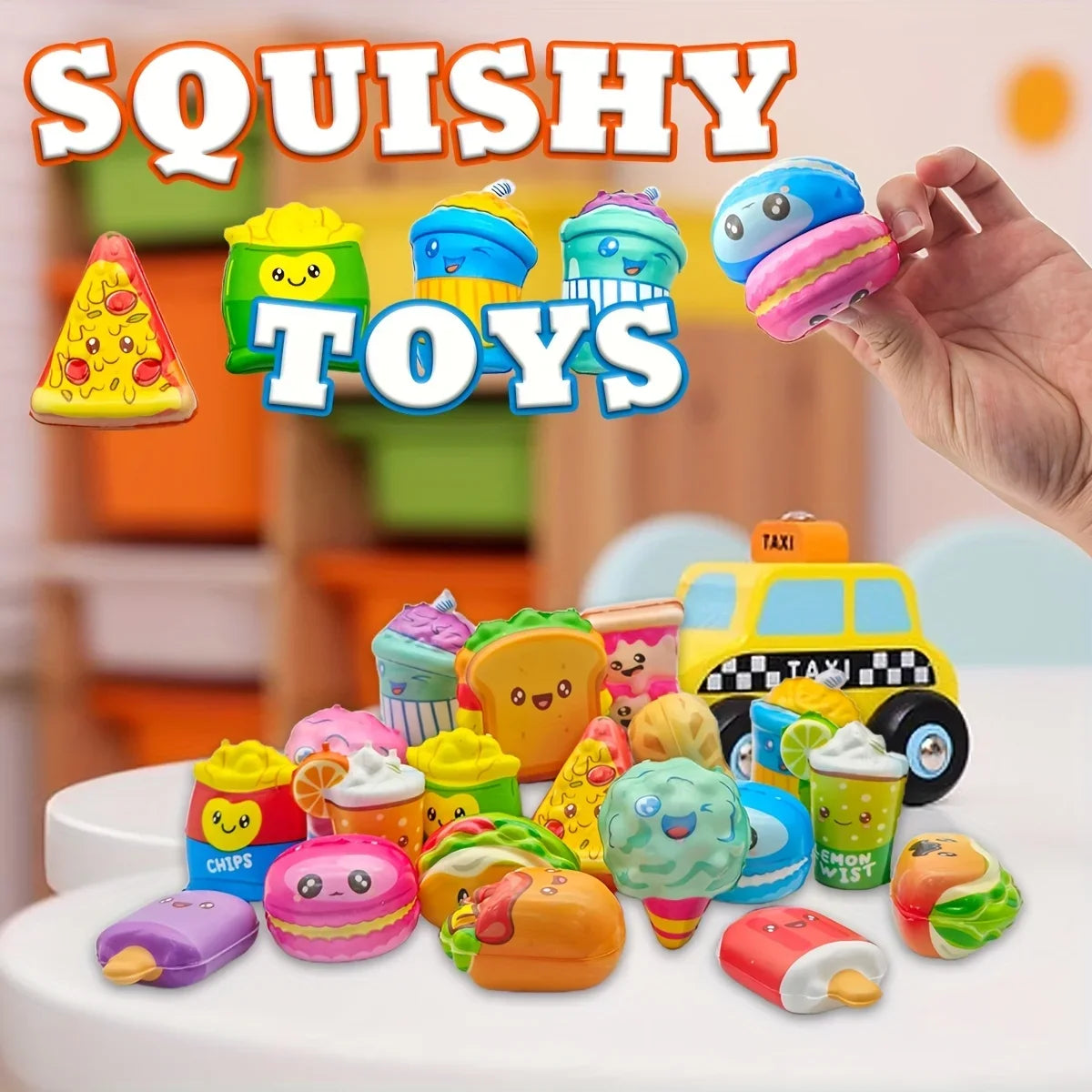 10pcs Mini Squeeze Toys, School and Birthday Gift Pack with Various Food &Fries Slow-Rising Squishy Toys,Random Styles Christmas