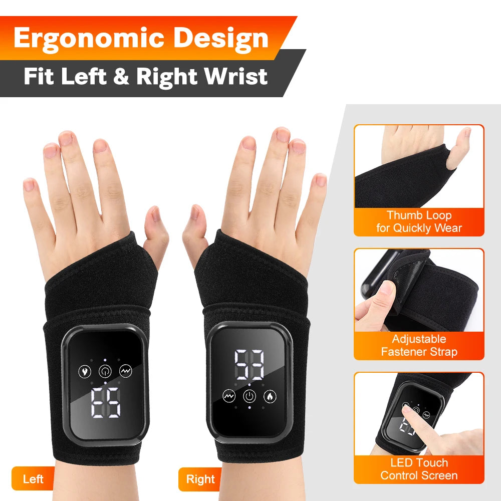 Electric Heating Wrist Guard Vibration Massage Hot Compress Wrist Brace Ankle Wrap Hand Foot Protector Rechargeable Wristband