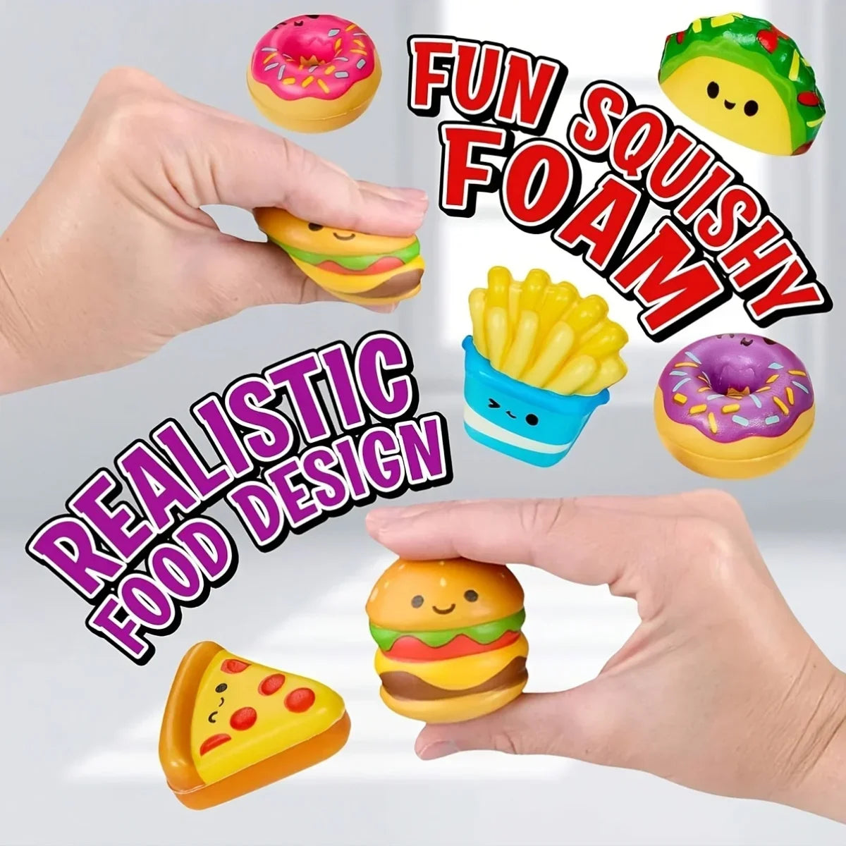 10pcs Mini Squeeze Toys, School and Birthday Gift Pack with Various Food &Fries Slow-Rising Squishy Toys,Random Styles Christmas