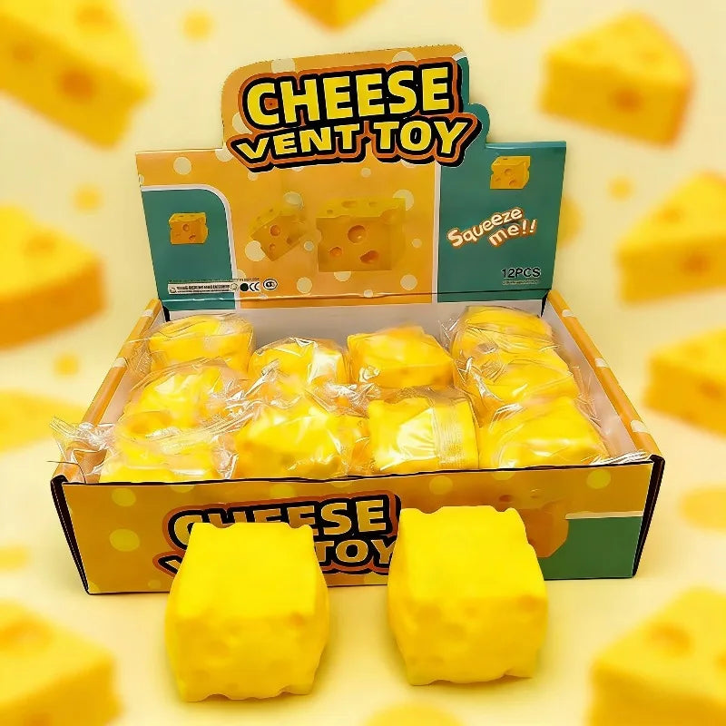 Cube Cheese Squeeze Toy Simulation Cheese Fidget Toy Slow Rebound Shapeable Venting Ball for Adult Stress-relief Squishy Toys