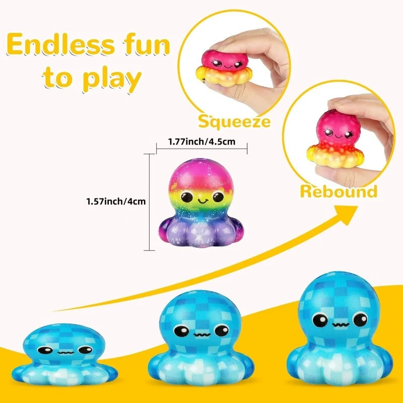 6/12PCS Octopus Slow Squishy Toys Soft Stress Relief Fidgets Toys for Kids Party Favors Classroom Rewards Easter Basket Stuffers