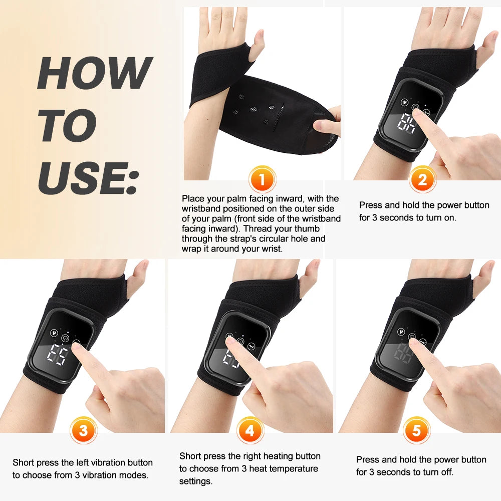 Electric Heating Wrist Guard Vibration Massage Hot Compress Wrist Brace Ankle Wrap Hand Foot Protector Rechargeable Wristband