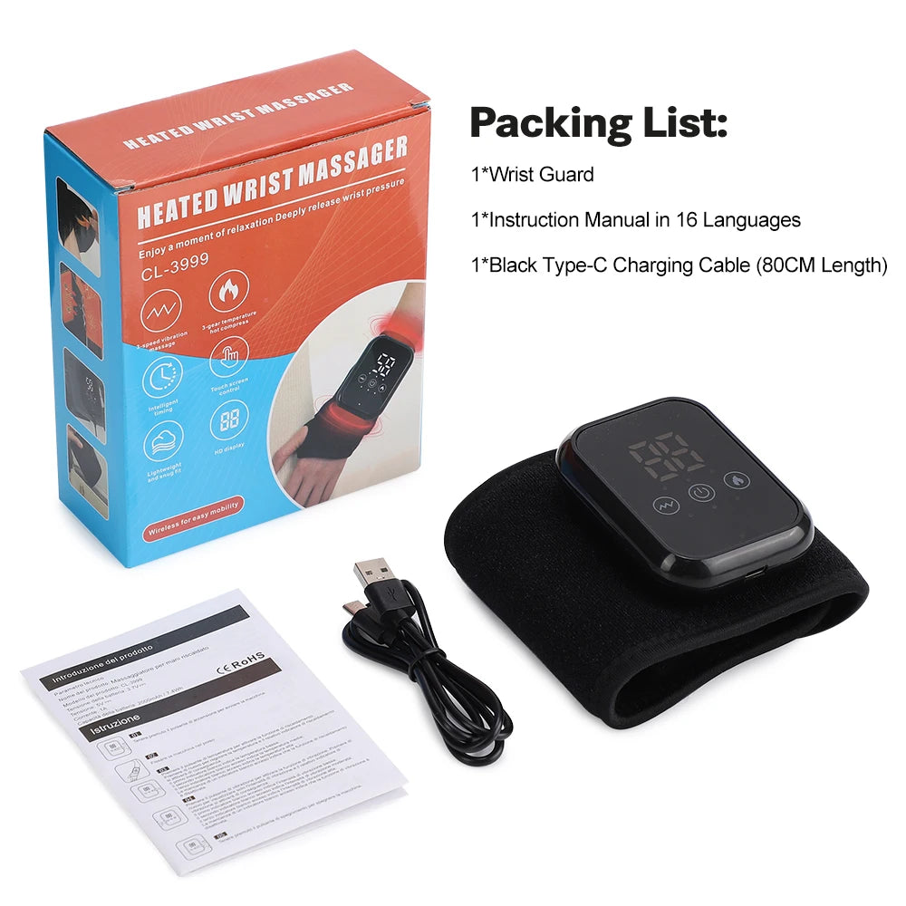 Electric Heating Wrist Guard Vibration Massage Hot Compress Wrist Brace Ankle Wrap Hand Foot Protector Rechargeable Wristband