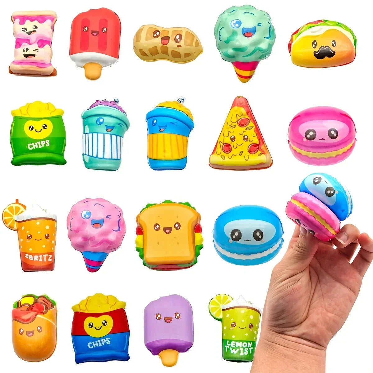 10pcs Mini Squeeze Toys, School and Birthday Gift Pack with Various Food &Fries Slow-Rising Squishy Toys,Random Styles Christmas