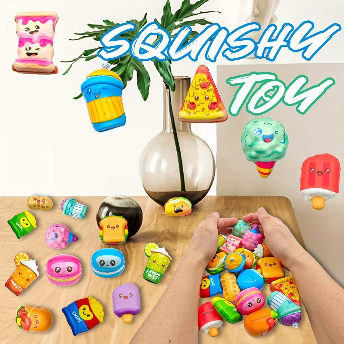 10pcs Mini Squeeze Toys, School and Birthday Gift Pack with Various Food &Fries Slow-Rising Squishy Toys,Random Styles Christmas
